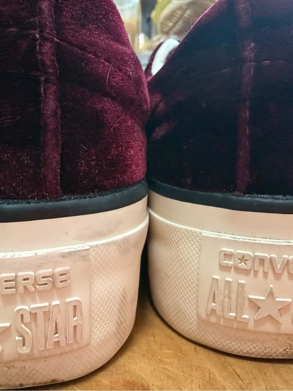 Converse, One Star, Velvet Ox Blood Platform Sneakers, sz 6.5